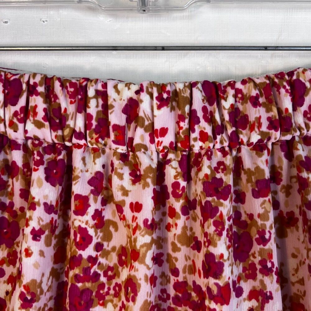 J Crew Factory‎ Pink Floral Print Aline Tiered Ruffle Skirt Lined Size Small - Picture 3 of 8